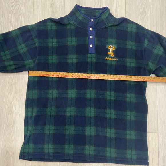 Walt Disney Vintage 90s Green Plaid Checkered Tigger Button Snap Fleece Size XL - Picture 8 of 12